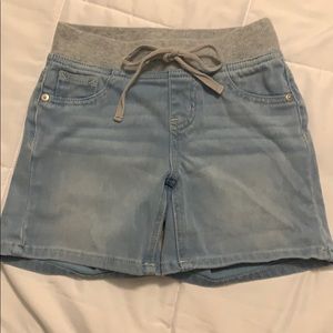 Knit Waist Light Denim Shorts - SUPER SOFT